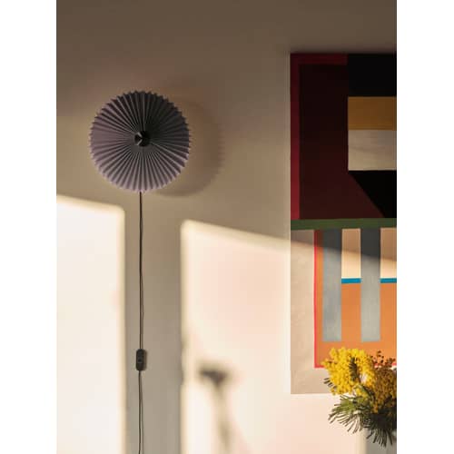 Matin Small Wall light with plug textile purple Adjustable LED light / Ø 30 cm - Hay - Lavender - Pleated cotton, Steel wire