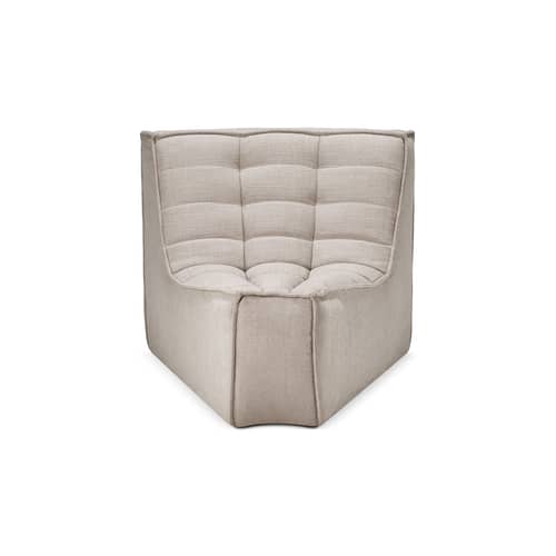 Divano modulabile N701 tessuto beige / Modulo con angoli arrotondati a 45° - Ethnicraft - Beige (tessuto standard) - Legno, Schiuma PU ad alta densità, Tessuto