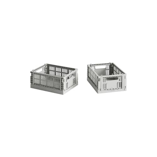 Lot de 2 paniers Colour Crate MINI plastique gris  / 17 x 13 cm - Recyclé - Hay - Gris clair - Polypropylène recyclé
