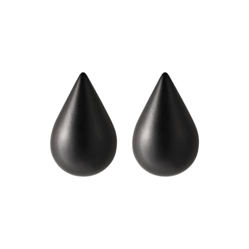 Set de 2 patères Dropit Small bois / H 7,7 cm - Normann Copenhagen - Noir - Small / H 7,7 cm - Bois peint