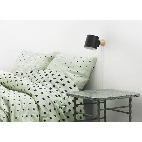 Wandleuchte mit Stromkabel Rise metall gelb holz natur / schwenkbar - Normann Copenhagen - Gelb - Esche massiv, lackiertes Metall