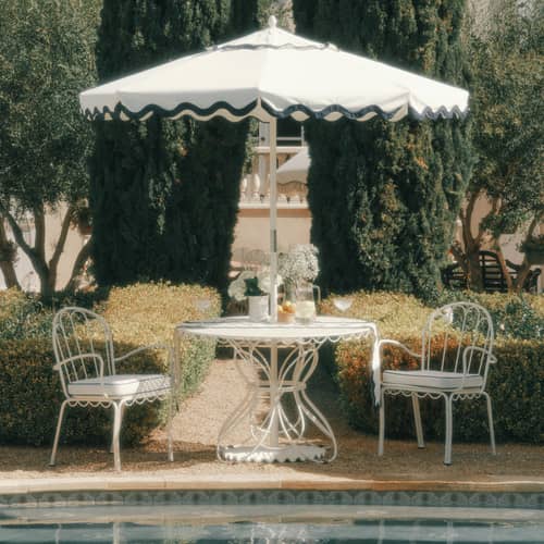 Runder Tisch Al Fresco BUSINESS & PLEASURE / Ø 120 cm - Loch für Sonnenschirm - Weiß - Metall