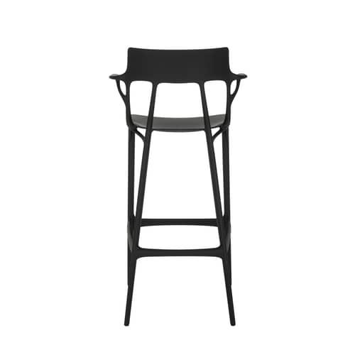 Sgabello alto A.I materiale plastico nero / 75 cm - Concepito da una intelligenza artificiale - Riciclato - Kartell - Nero - Tecnopolimero termoplastico riciclato