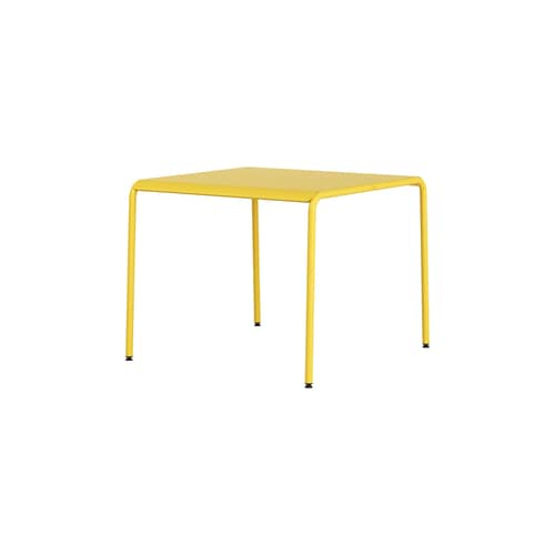 Table carrée Panorama métal jaune / 90 x 90 cm - 2 places - TIPTOE - Jaune Soleil - Acier thermolaqué