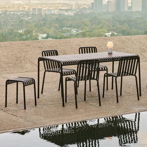 Table rectangulaire Palissade métal gris noir / 170 x 90 cm - Bouroullec,2016 - Hay - Anthracite - Acier laqué époxy