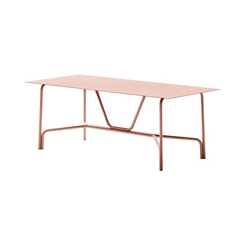 Table rectangulaire Salo métal orange / 203 x 90 cm - Unopiu - Terracotta - Aluminium