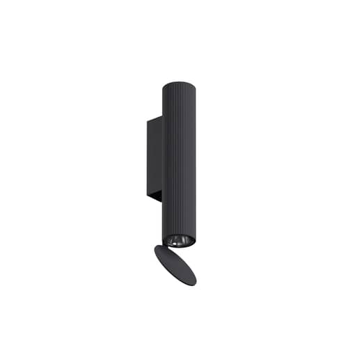 Applique Flauta Riga OUTDOOR métal noir / LED - H 22,5 cm - Rayures verticales - Flos - Noir - Aluminium