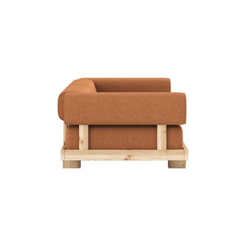 Canapé convertible Stay tissu orange / Lit 1 place - L 214 cm - KARUP - Orange vintage (662) / Pin brut (100) - Mousse haute résilience, Pin massif, Tissu