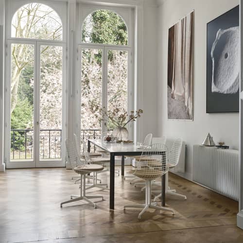 Chaise Wire Chair DKL métal blanc / (1951) - Pied La Fonda - Vitra - Blanc - Aluminium injecté, Fil d\'acier