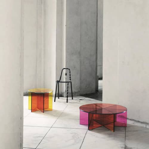 XXX Coffee table glass multicoloured / Ø 80 x H 30 cm - Handmade in Italy - Glas Italia - Ø 80 x H 30 cm / Multicoulered - Laminated glass