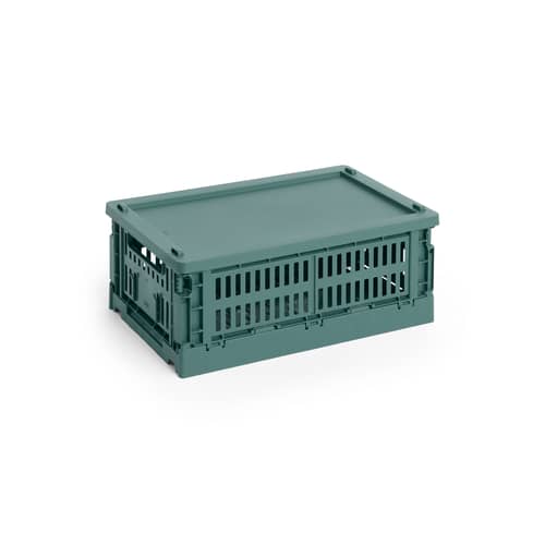 Couvercle  plastique vert / Pour panier Colour Crate Small 17,5 x 27 cm - Hay - Vert foncé - Polypropylène recyclé