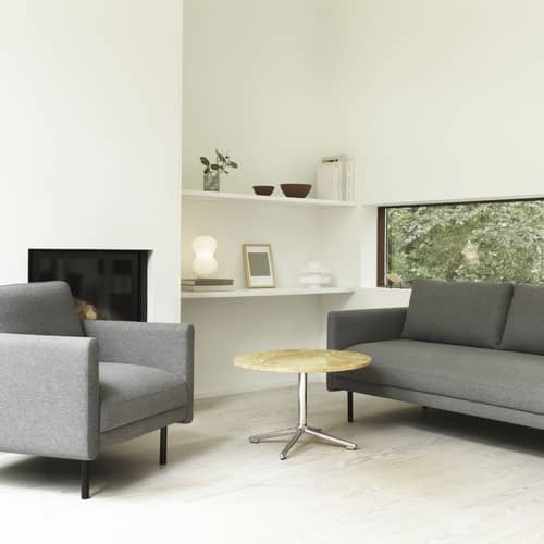 Fauteuil rembourré Rar tissu gris - Normann Copenhagen - Tissu Gris foncé - Acier, Bois, Mousse PU, Tissu