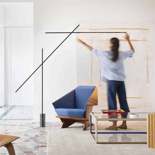 Lampadaire Flamingo LED métal / Bras orientables - Nemo - Chromé - Aluminium, Pierre