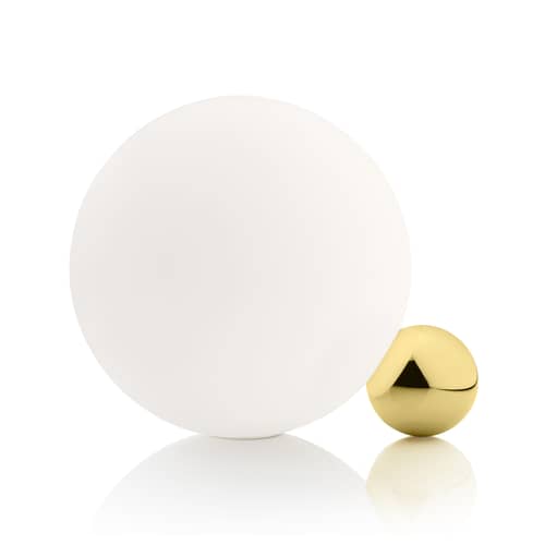 Lampada da tavolo Copycat LED metallo vetro bianco oro / Ø 30 cm - Oro 24 carati - Flos - Oro 24 carati / Bianco - Alluminio placcato oro, vetro soffiato