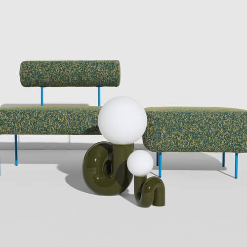 Lampe de table Neotenic Grande céramique vert / L 34 x H 51 cm / Seconde vie - Petite Friture - Vert - Céramique émaillée, Verre soufflé bouche