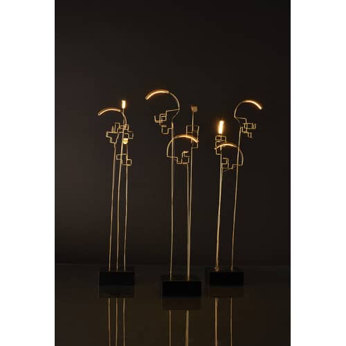 Lampe sans fil rechargeable Boucle LED   / H 47 cm - USB - DCW éditions - Laiton - Acier, Laiton naturel brossé