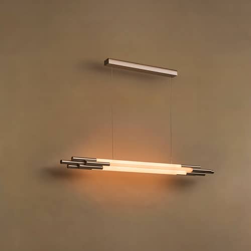 Pendelleuchte ORG Horizontal Small glas weiß / LED – L 130 cm - DCW éditions - Nickel & Weiß - Aluminium, Opalglas
