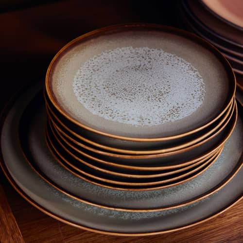 Piatto 70s ceramics ceramica grigio / Set di 2 - Ø 27,5 cm - HK LIVING - Contrasto - Gres smaltato