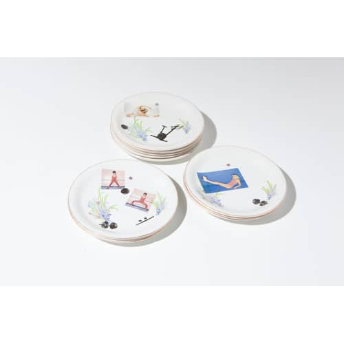 04,91_Tableware Plate ceramic multicoloured / Gym Tonic - Flecked and silk-screened / One of a kind - MARION MAILAENDER - Gym Tonic (random model) - China