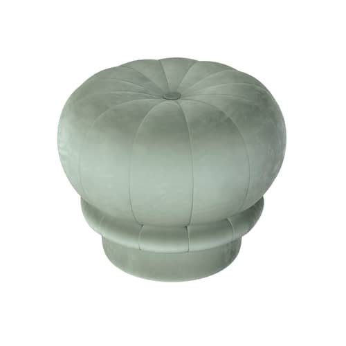 Pouf Claudie tissu vert / Velours - Hartô - Vert céladon - Bois, Mousse haute densité, Velours polyester