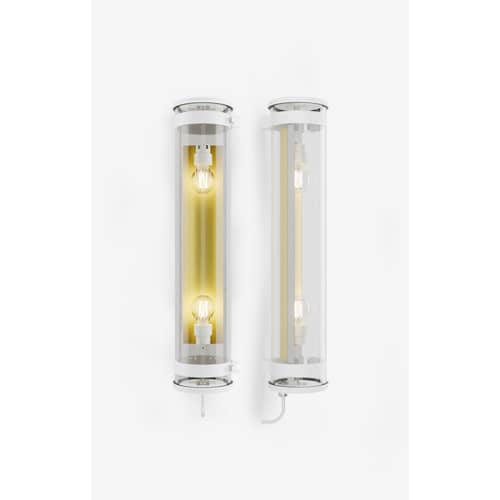 Applique d\'extérieur Rimbaud / Suspension - L 68 cm - SAMMODE STUDIO - Blanc / Laiton - Acier inoxydable, Aluminium anodisé, Verre borosilicaté