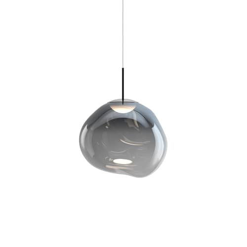 Sospensione Melt LED materiale plastico grigio / Ø 50 cm - Policarbonato metallizzato (cambia colore) - Tom Dixon - Nichel - Policarbonato soffiato
