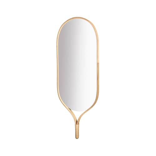 Specchio murale Racquet legno naturale / Rovere - L 50 x H 140 cm - Bolia - Rovere - Legno di quercia massello curvato, Vetro