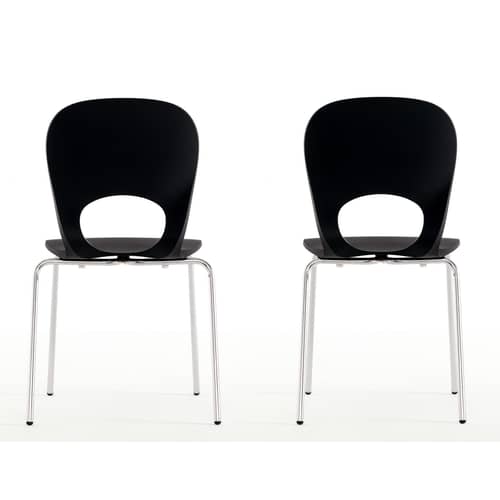Stapelbarer Stuhl Pikaia plastikmaterial schwarz - Kristalia - schwarz - gefirnister Stahl, Polyurhethan