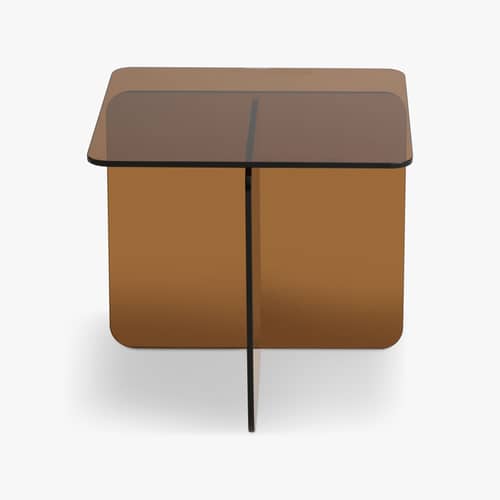 Table d\'appoint Ambra verre / 50 x 50 x H 46 cm - NV GALLERY - Ambré - Verre trempé