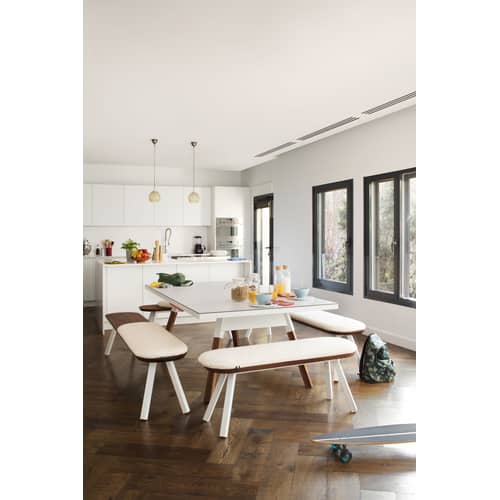 Table Y&M / L 220 cm - Table ping pong & repas - HPL - RS BARCELONA - Noir / Pieds bois - Acier, Bois Iroko, Stratifié HPL