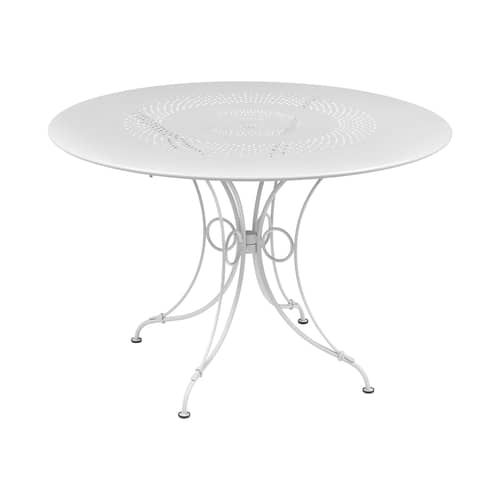 Table ronde 1900 / Ø 117 cm - Trou parasol / 8 personnes - Fermob - Blanc coton - Acier