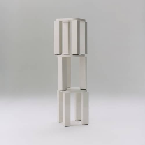Tabouret Atlas bois blanc / Rond - NEW WORKS - Crème - MDF laqué