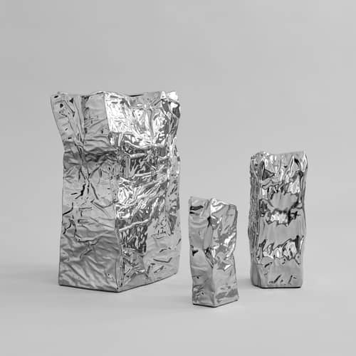Vase Kami Big keramik silber / B 35 x H 49,5 cm - 101 COPENHAGEN - Verchromt - Keramik