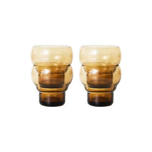Set de 4 verres 70s glassware / 27 cl - HK LIVING - Ambre - Verre