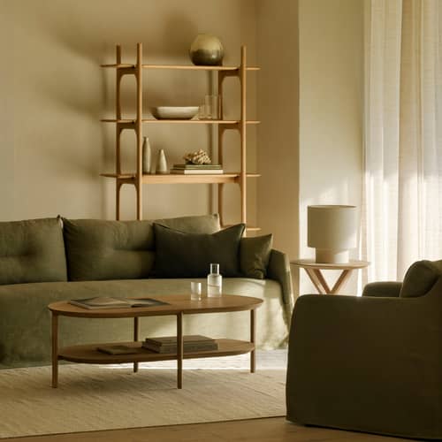 Bibliothèque PI bois naturel / L 110 x H 187 cm - Ethnicraft - Chêne naturel huilé - Chêne massif huilé