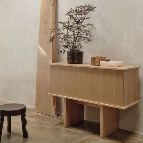 Buffet Stilt Single bois naturel / L 100 x H 72,5 cm - Ferm Living - Chêne naturel - MDF plaqué chêne