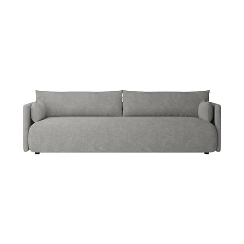 Canapé droit Offset tissu gris / 3 places - L 228 cm - Audo Copenhagen - Audo Bouclé 16 / Gris - Mousse HR, Pin, Ressorts acier, Tissu Audo Bouclé