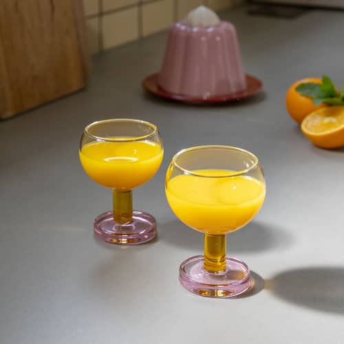 Bicchiere da vino Cantine vetro rosa / Set di 2 - & klevering - Rosa - Vetro borosilicato