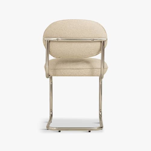 Chaise rembourrée Amberta tissu beige - NV GALLERY - Nougat (tweed) - Acier inoxydable chromé, Mousse haute densité, Tissu Tweed