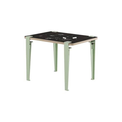 Vice Versa Children\'s desk wood green / 70 x 50 cm - Reversible Slate grey / Stratified - TIPTOE - Slate grey & Stratified white / Green Dino - Powder coated steel, Slate, Stratified