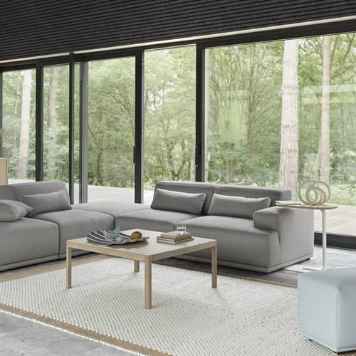 Canapé droit Connect Soft / Configuration 2 - Accoudoir droite / L 207 cm - Muuto - Accoudoir droite / Gris (Clay 12) -  Ouate, Bois, Mousse, Tissu Kvadrat