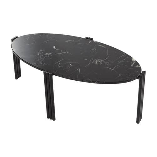 Couchtisch Tribus stein schwarz / 92 x 47 x H 35 cm - Marmor - AYTM - Schwarzer Marmor / Schwarz - Marmor, Stahl