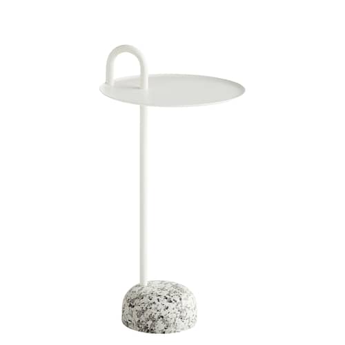 Bowler End table metal stone beige / Metal & granite - Hay - Cream / Grey granite - Epoxy lacquered steel, Granite