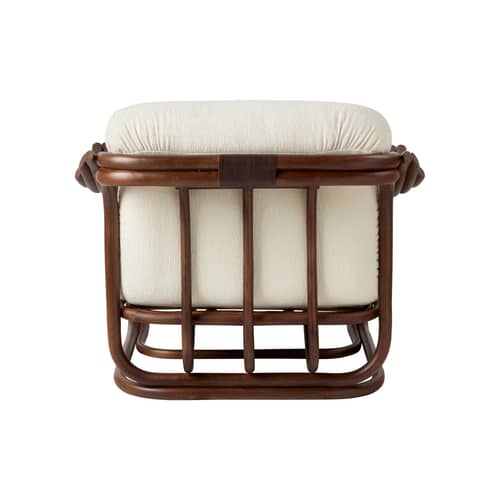 Fauteuil rembourré Tria / Réédition 1973 - Gubi - Blanc (tissu bouclé) / Rotin foncé - Mousse, Rotin, Tissu bouclé