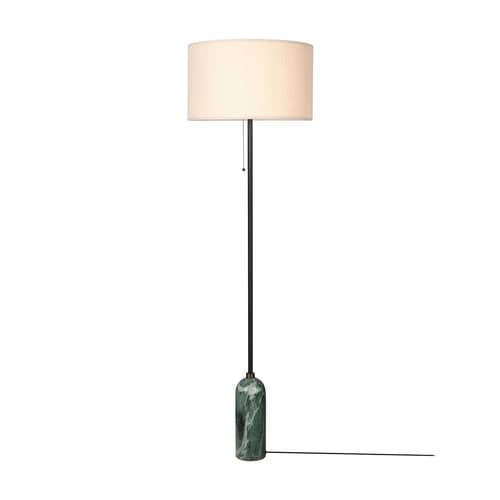 Lampadaire Gravity marbre vert / Ø 50 x H 168 cm - Gubi - Marbre vert émeraude / Abat-jour beige - Marbre, Toile