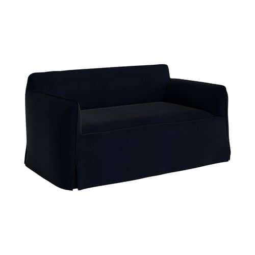 Canapé 2 places Mimi tissu bleu / L 160 cm - Hay - Bleu noir (tissu Turf) - Bois, Mousse de polyuréthane, Tissu