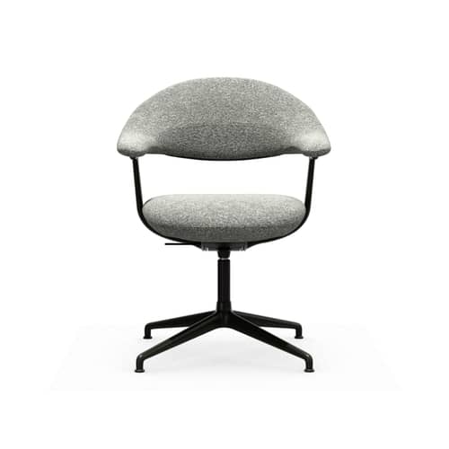 Drehsessel Mynt Soft textil grau / Gepolsterte Sitzfläche und Rückenlehne - Vitra - Trübgrau (Nubia-Stoff) / Schwarzer Fuß - Aluminium, Gewebe, Schaumstoff