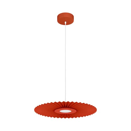 Carmen Pendant textile orange Small LED / Ø 50 cm - Hartô - Terracotta - Lacquered metal, Pleated fabric