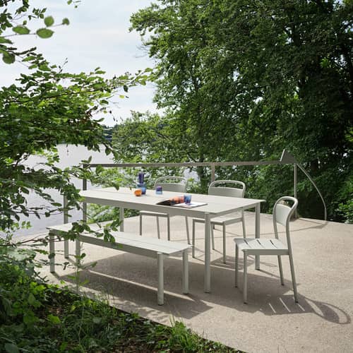 Linear Rectangular table metal grey / Steel - 220 x 90 cm - Muuto - Light grey - Powder-coated steel