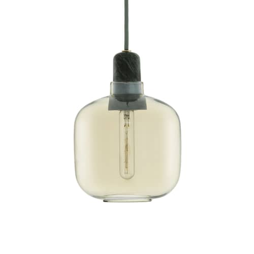 Sospensione Amp Small vetro pietra giallo marrone oro / Ø 14 x H 17 cm - Normann Copenhagen - Dorato / Marmo verde giada - Marmo, Vetro